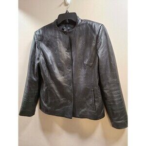 The Limited 100% Leather Fitted Button Front Jacket Size M